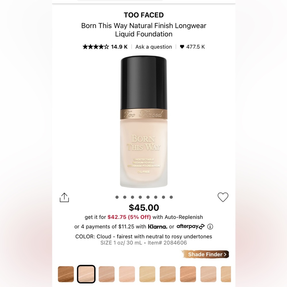 Born This Way foundation shade cloud